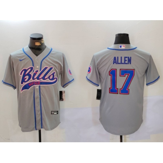 Men's Buffalo Bills #17 Josh Allen Grey Team Cool Base Stitched Baseball Jersey1 - Ujersey