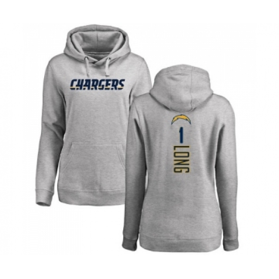 Football Women's Los Angeles Chargers #1 Ty Long Ash Backer Pullover Hoodie - Ujersey