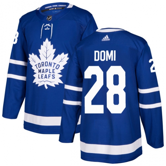 Men's Adidas Toronto Maple Leafs #28 Tie Domi Premier Royal Blue Home NHL Jersey - Ujersey