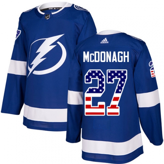 Men's Adidas Tampa Bay Lightning #27 Ryan McDonagh Authentic Blue USA Flag Fashion NHL Jersey
