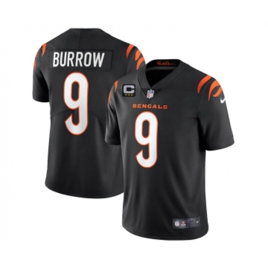 Men's Cincinnati Bengals 2022 #9 Joe Burrow Black With 3-star C Patch Vapor Limited Stitched NFL Jersey - Ujersey