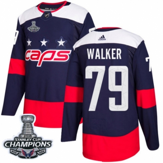 Men's Adidas Washington Capitals #79 Nathan Walker Authentic Navy Blue 2018 Stadium Series 2018 Stanley Cup Final Champions NHL Jersey - Ujersey