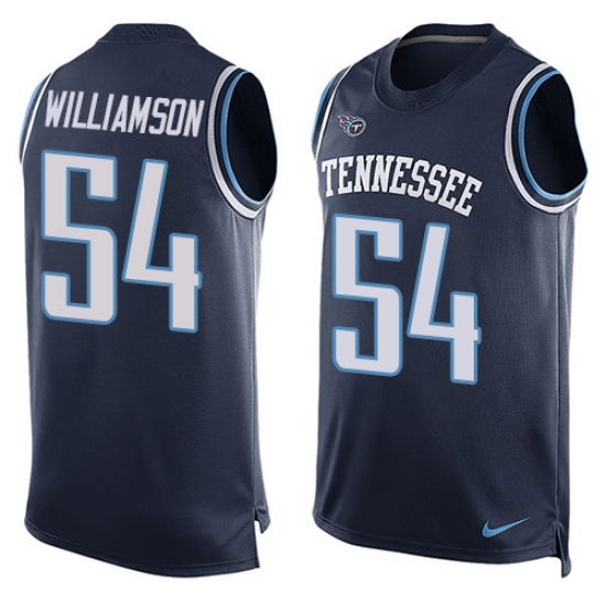 Men's Nike Tennessee Titans #54 Avery Williamson Limited Navy Blue Player Name & Number Tank Top NFL Jersey - Ujersey
