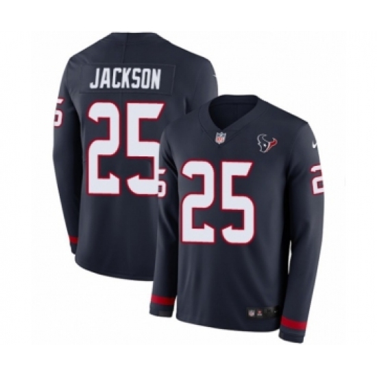 Youth Nike Houston Texans #25 Kareem Jackson Limited Navy Blue Therma Long Sleeve NFL Jersey - Ujersey