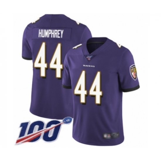 Men's Baltimore Ravens #44 Marlon Humphrey Purple Team Color Vapor Untouchable Limited Player 100th Season Football Jersey - Ujersey