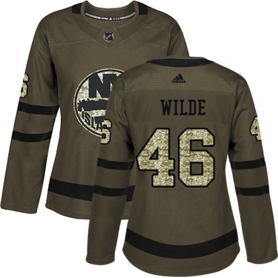 Women's Adidas New York Islanders #46 Bode Wilde Authentic Green Salute to Service NHL Jersey - Ujersey