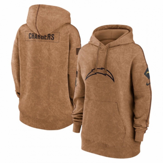 Women's Los Angeles Chargers Nike Brown 2023 Salute to Service Pullover Hoodie - Ujersey