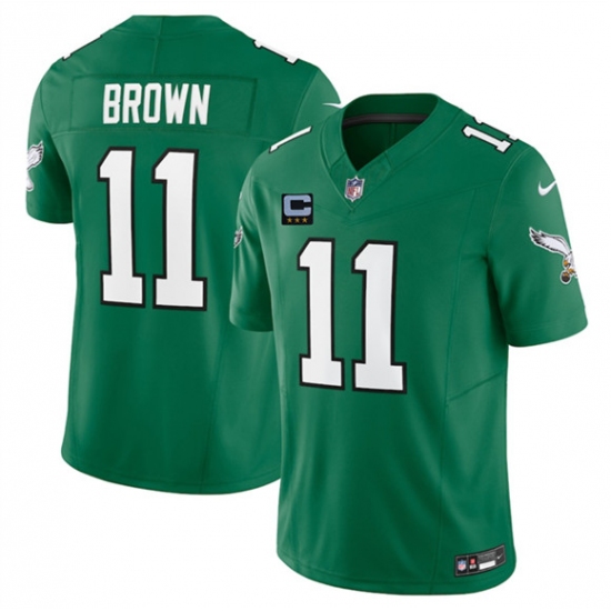 Men's Philadelphia Eagles #11 A.J. Brown Kelly Green 2025 F.U.S.E. With 3-Star C Vapor Untouchable Limited Throwback Football Stitched Jersey - Ujersey