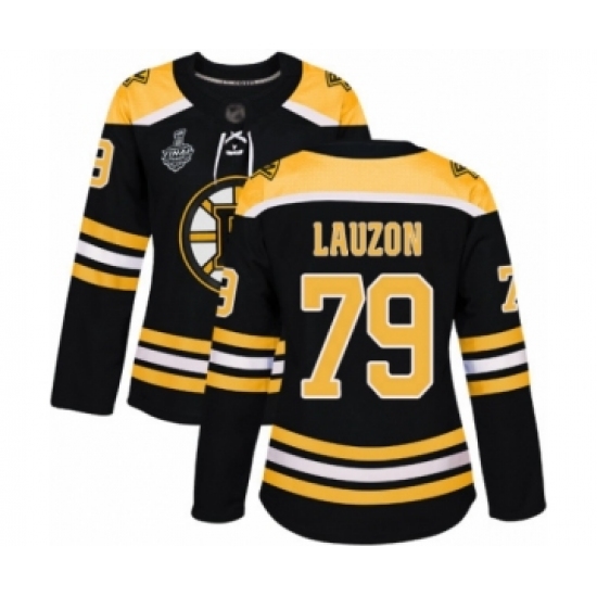 Women's Boston Bruins #79 Jeremy Lauzon Authentic Black Home 2019 Stanley Cup Final Bound Hockey Jersey - Ujersey