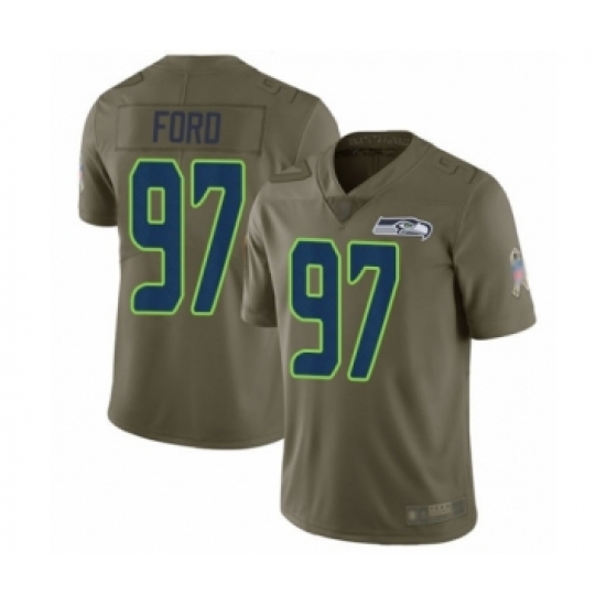 Men's Seattle Seahawks #97 Poona Ford Limited Olive 2017 Salute to Service Football Jersey - Ujersey