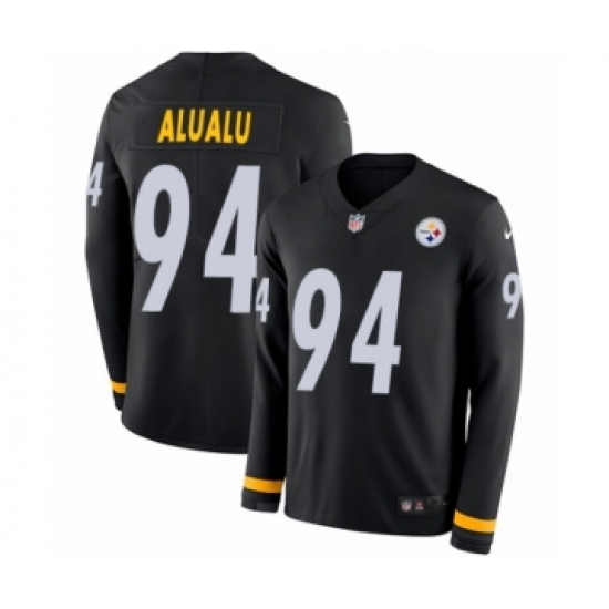Youth Nike Pittsburgh Steelers #94 Tyson Alualu Limited Black Therma Long Sleeve NFL Jersey - Ujersey