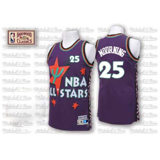 Men's Adidas Charlotte Hornets #25 Alonzo Mourning Swingman Purple 1995 All Star Throwback NBA Jersey - Ujersey