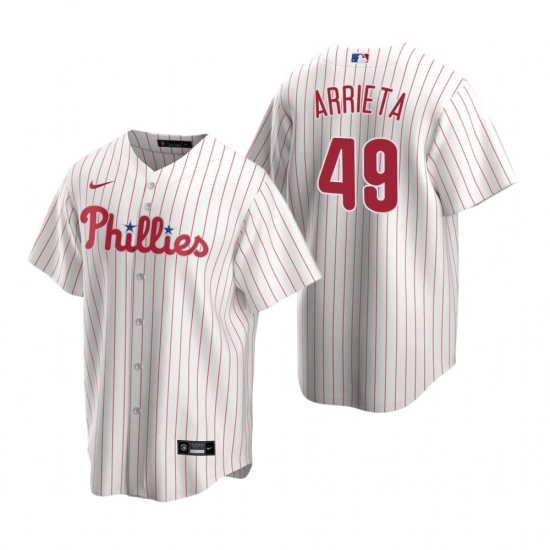 Men's Nike Philadelphia Phillies #49 Jake Arrieta White Home Stitched Baseball Jersey - Ujersey