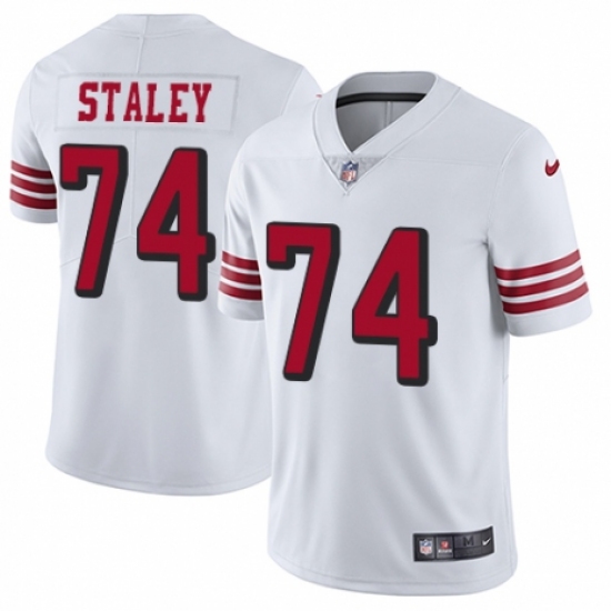 Youth Nike San Francisco 49ers #74 Joe Staley Limited White Rush Vapor Untouchable NFL Jersey - Ujersey