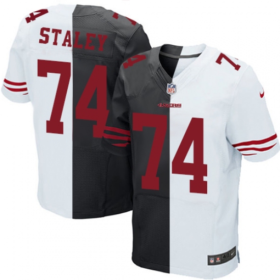 Men's Nike San Francisco 49ers #74 Joe Staley Elite Black/White Split Fashion NFL Jersey - Ujersey