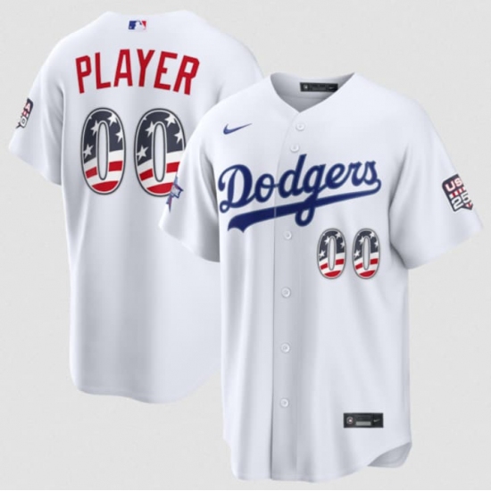 Men's Los Angeles Dodgers Active Player Custom White 2026 All-Star Edition Stars & Stripes & USA 250 Fourth of July Home Stadium Stitched Baseball Jersey - Ujersey