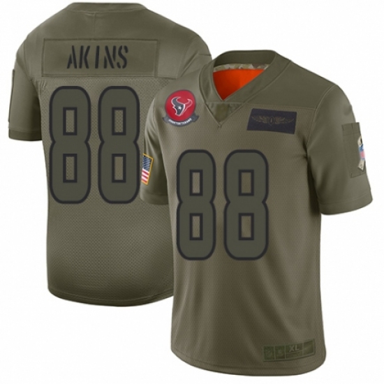 Youth Houston Texans #88 Jordan Akins Limited Camo 2019 Salute to Service Football Jersey - Ujersey