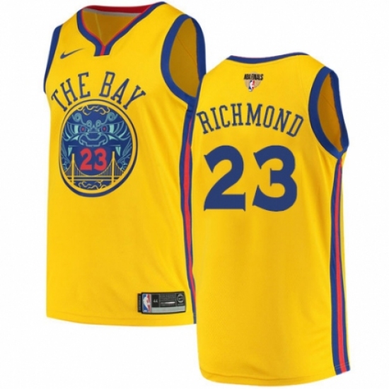 Men's Nike Golden State Warriors #23 Mitch Richmond Authentic Gold 2018 NBA Finals Bound NBA Jersey - City Edition - Ujersey
