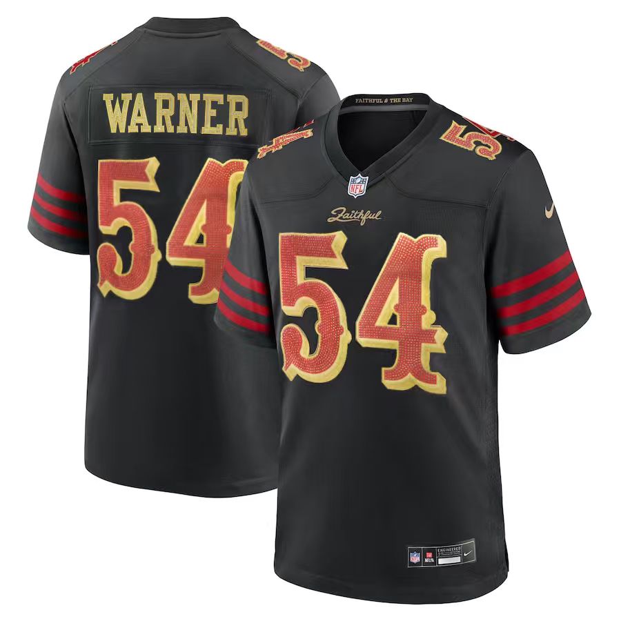 [Diamond-Studded Collector's Edition] San Francisco 49ers Fred Warner  Black 2025 Rivalries Collection Game Jersey - Ujersey