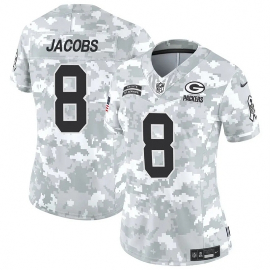 Women's Green Bay Packers #8 Josh Jacobs 2024 F.U.S.E Arctic Camo Salute To Service Limited Stitched Football Jersey(Run Small) - Ujersey