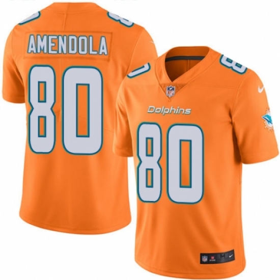 Men's Nike Miami Dolphins #80 Danny Amendola Limited Orange Rush Vapor Untouchable NFL Jersey - Ujersey