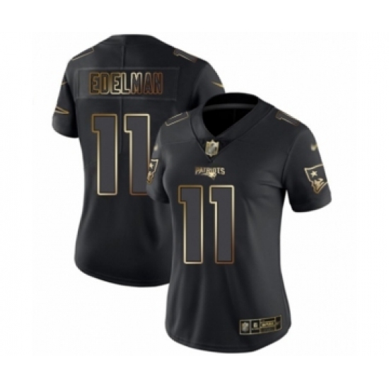 Women's New England Patriots #11 Julian Edelman Black Gold Vapor Untouchable Limited Football Jersey - Ujersey