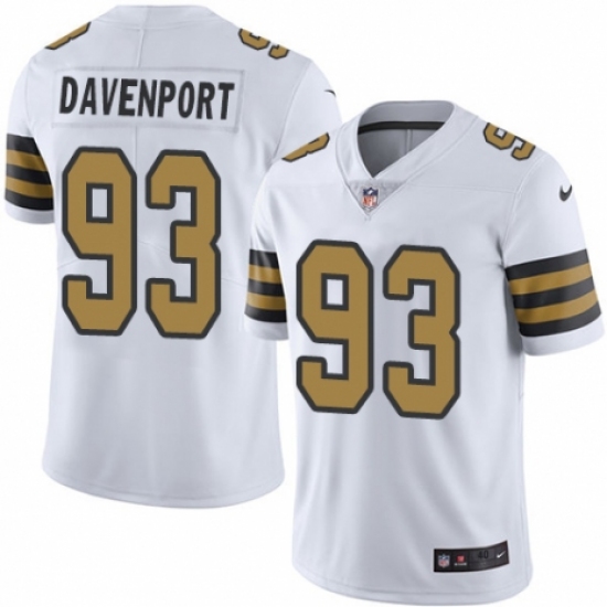 Men's Nike New Orleans Saints #93 Marcus Davenport Limited White Rush Vapor Untouchable NFL Jersey - Ujersey