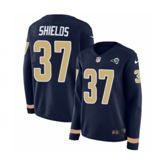 Women's Nike Los Angeles Rams #37 Sam Shields Limited Navy Blue Therma Long Sleeve NFL Jersey - Ujersey