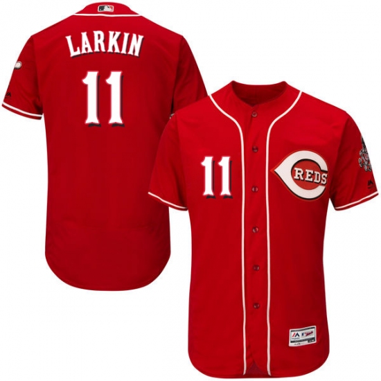 Men's Majestic Cincinnati Reds #11 Barry Larkin Red Alternate Flex Base Authentic Collection MLB Jersey - Ujersey