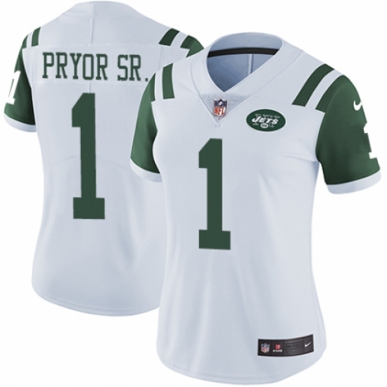 Women's Nike New York Jets #1 Terrelle Pryor Sr. White Vapor Untouchable Elite Player NFL Jersey - Ujersey