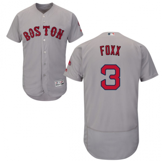 Men's Majestic Boston Red Sox #3 Jimmie Foxx Grey Road Flex Base Authentic Collection MLB Jersey - Ujersey