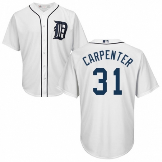 Youth Majestic Detroit Tigers #31 Ryan Carpenter Authentic White Home Cool Base MLB Jersey - Ujersey