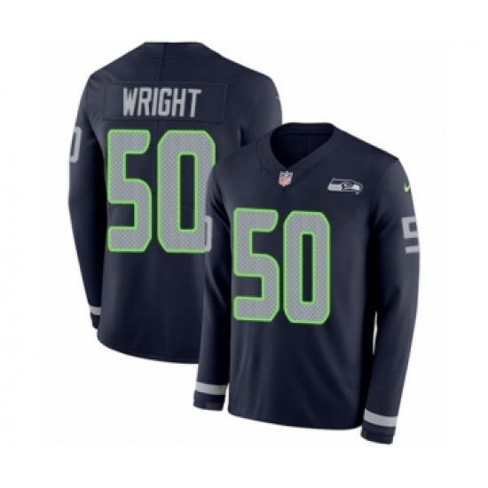 Youth Nike Seattle Seahawks #50 K.J. Wright Limited Navy Blue Therma Long Sleeve NFL Jersey - Ujersey
