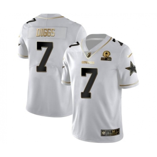 Men's Dallas Cowboys #7 Trevon Diggs White Golden Edition With 1960 Patch Limited Stitched Jersey - Ujersey