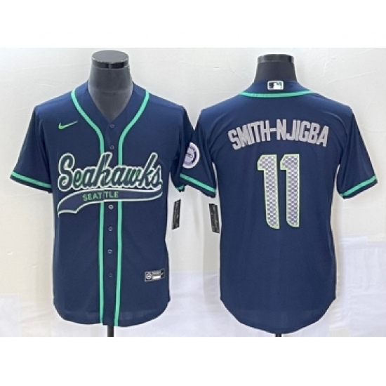 Men's Seattle Seahawks #11 Jaxon Smith-Njigba Navy Cool Base Stitched Baseball Jersey - Ujersey