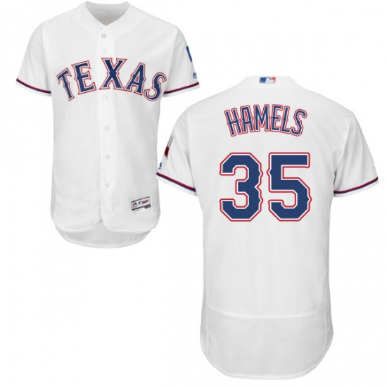 Men's Majestic Texas Rangers #35 Cole Hamels White Home Flex Base Authentic Collection MLB Jersey - Ujersey
