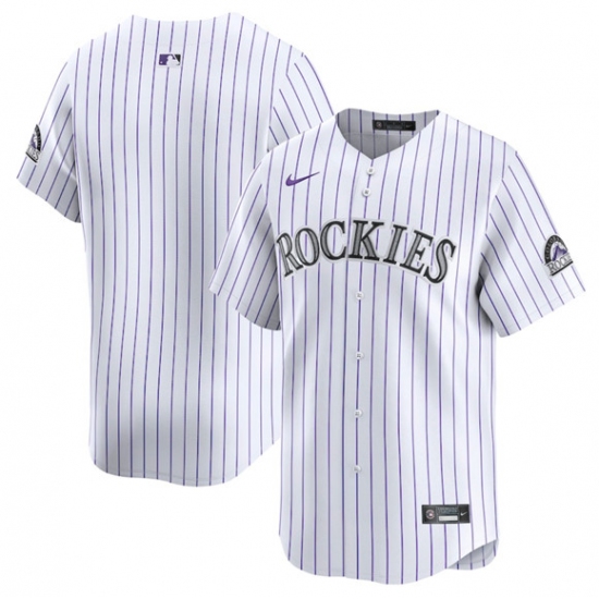 Men's Colorado Rockies Blank White Home Limited Stitched Baseball Jersey - Ujersey
