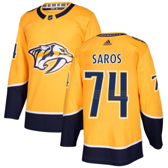 Youth Adidas Nashville Predators #74 Juuse Saros Authentic Gold Home NHL Jersey - Ujersey