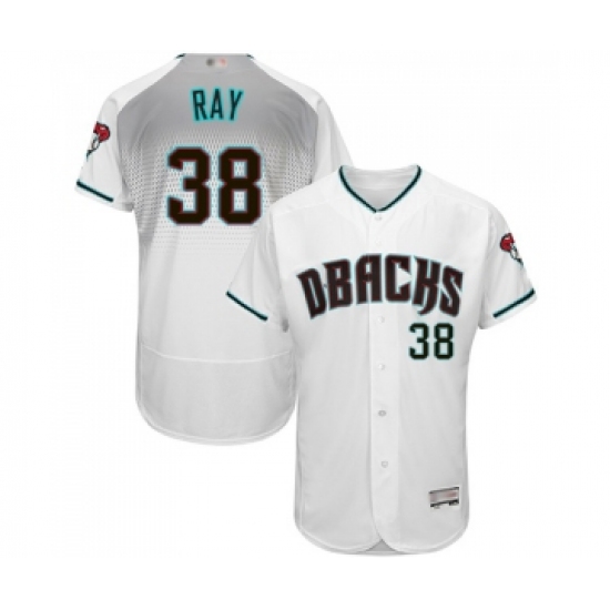 Men's Arizona Diamondbacks #38 Robbie Ray White Teal Alternate Authentic Collection Flex Base Baseball Jersey - Ujersey