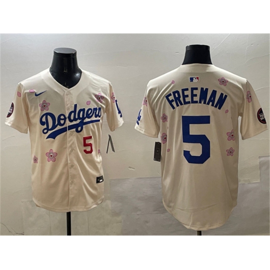 Men's Los Angeles Dodgers #5 Freddie Freeman Cream 2025 Tokyo Series Limited Stitched Baseball Jersey - Ujersey
