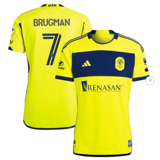 Mens Nashville SC Gastón Brugman adidas Yellow 2024 The 615 Kit Authentic Player Jersey - Ujersey