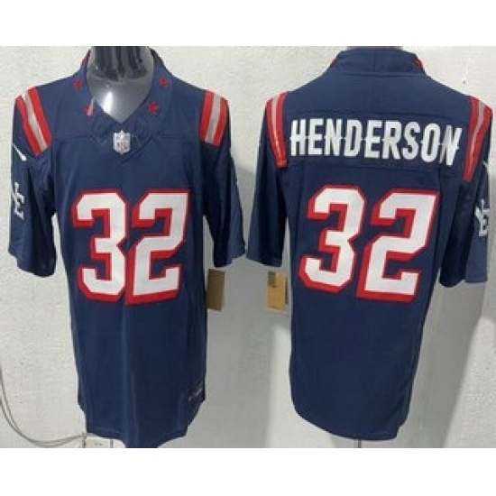 Men's New England Patriots #32 TreVeyon Henderson Limited Navy Rivalries FUSE Vapor Jersey - Ujersey
