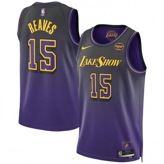 Men's Los Angeles Lakers #15 Austin Reaves Purple 2024 25 City Edition Stitched Basketball Jersey - Ujersey