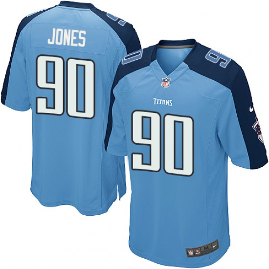 Men's Nike Tennessee Titans #90 DaQuan Jones Game Light Blue Team Color NFL Jersey - Ujersey