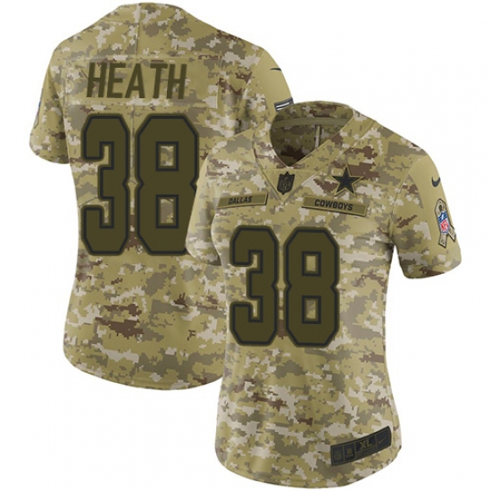 Women's Nike Dallas Cowboys #38 Jeff Heath Limited Camo 2018 Salute to Service NFL Jersey - Ujersey