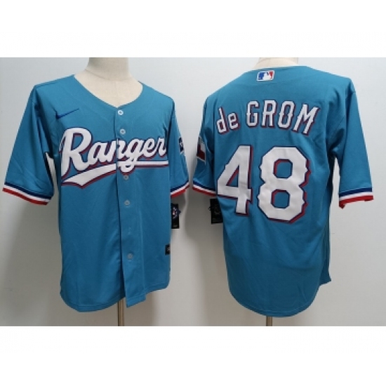 Men's Texas Rangers #48 Jacob deGrom Light Blue Cool Base Stitched Baseball Jersey - Ujersey