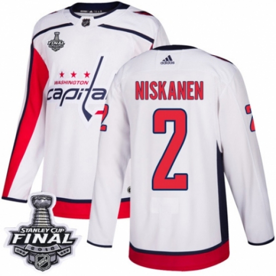 Men's Adidas Washington Capitals #2 Matt Niskanen Authentic White Away 2018 Stanley Cup Final NHL Jersey - Ujersey