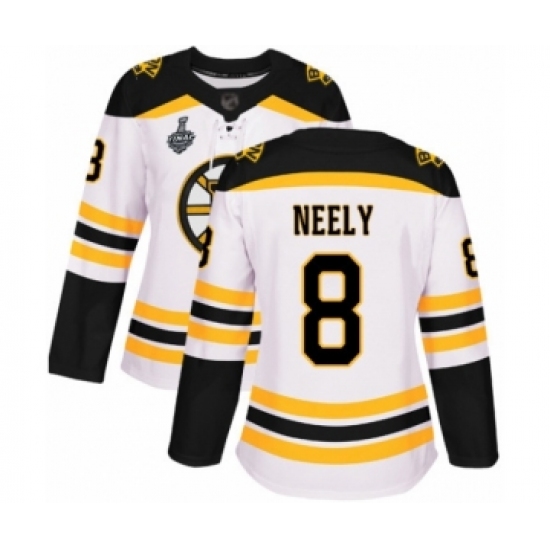 Women's Boston Bruins #8 Cam Neely Authentic White Away 2019 Stanley Cup Final Bound Hockey Jersey - Ujersey