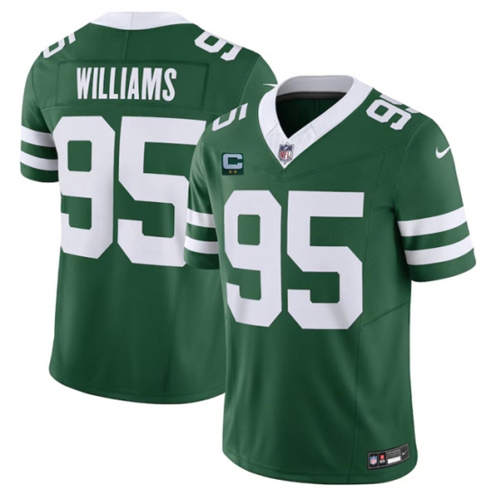 Men's New York Jets #95 Quinnen Williams Green 2024 F.U.S.E. With 2-Star C Vapor Limited Stitched Jersey - Ujersey