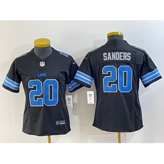 Women's Detroit Lions #20 Barry Sanders Black 2024 F.U.S.E. 2nd Alternate Vapor Limited Football Stitched Jersey(Run Smaller) - Ujersey